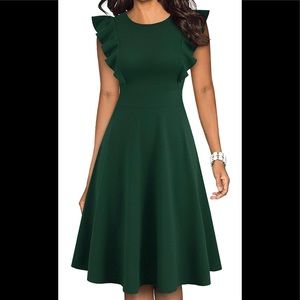 Dark green A line midi dress